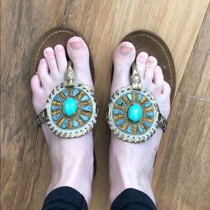 Jack Rogers - newly resoled - leather turquoise